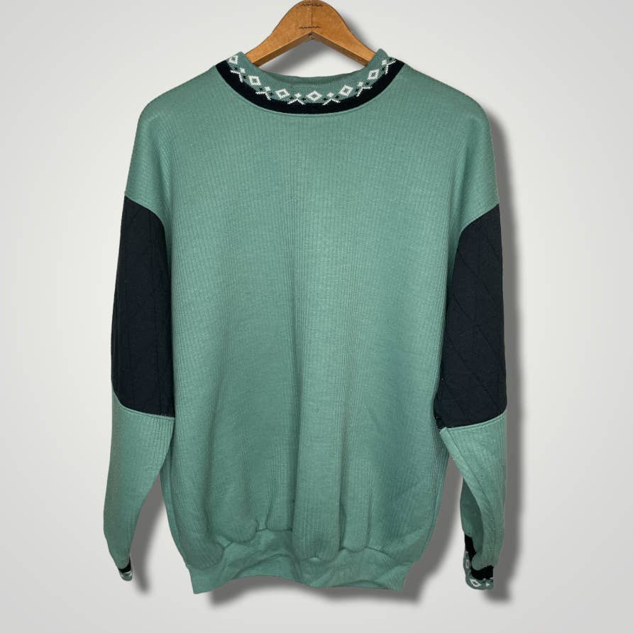Perfect 90s Color Block Crewneck Pullover Sweatshirt