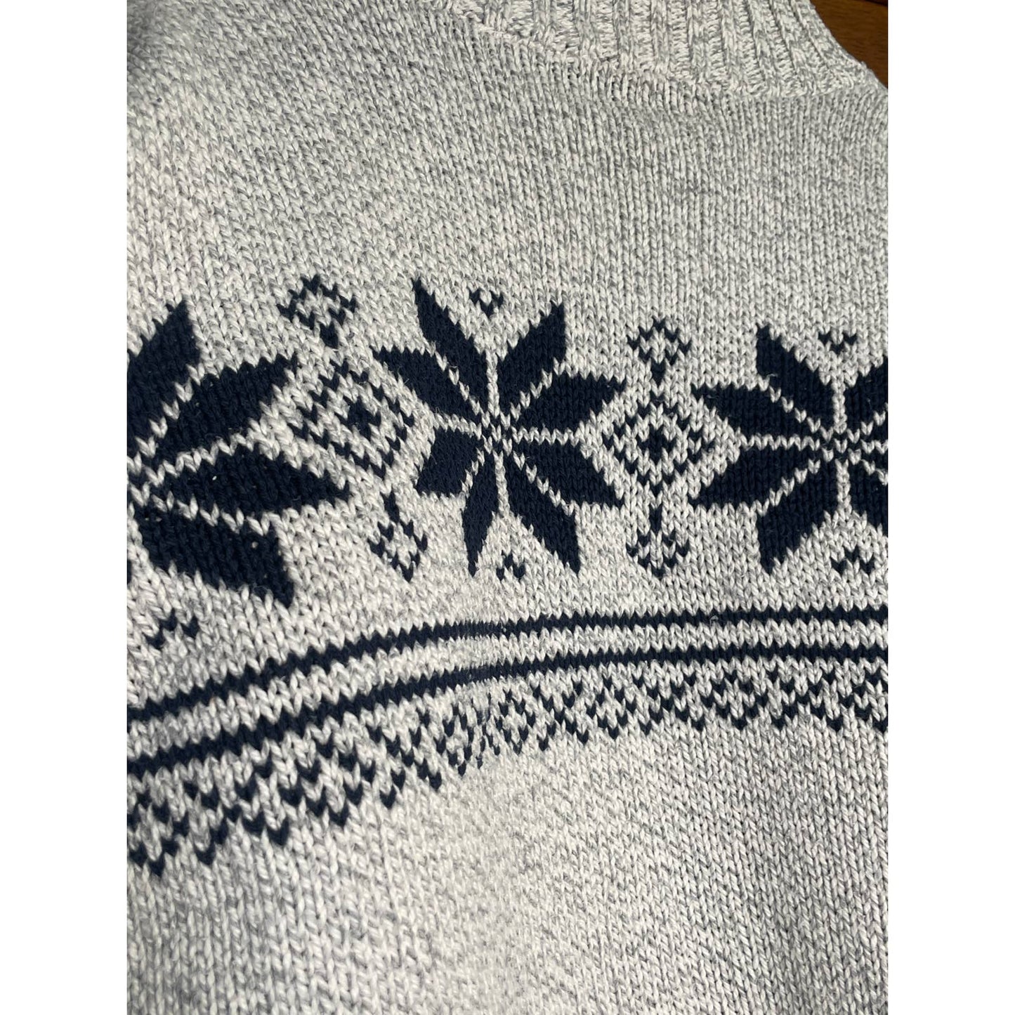 Vintage Fieldmaster Snowflake Cotton Sweater Gray Navy Medium Mock Neck