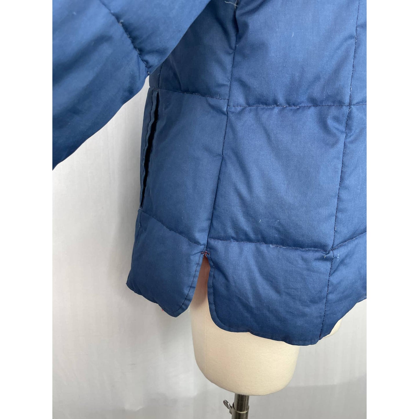 Vintage 1980s Blue Red Bandana Coat Down Puffer Dagger Collar Snap Vtg tjc110