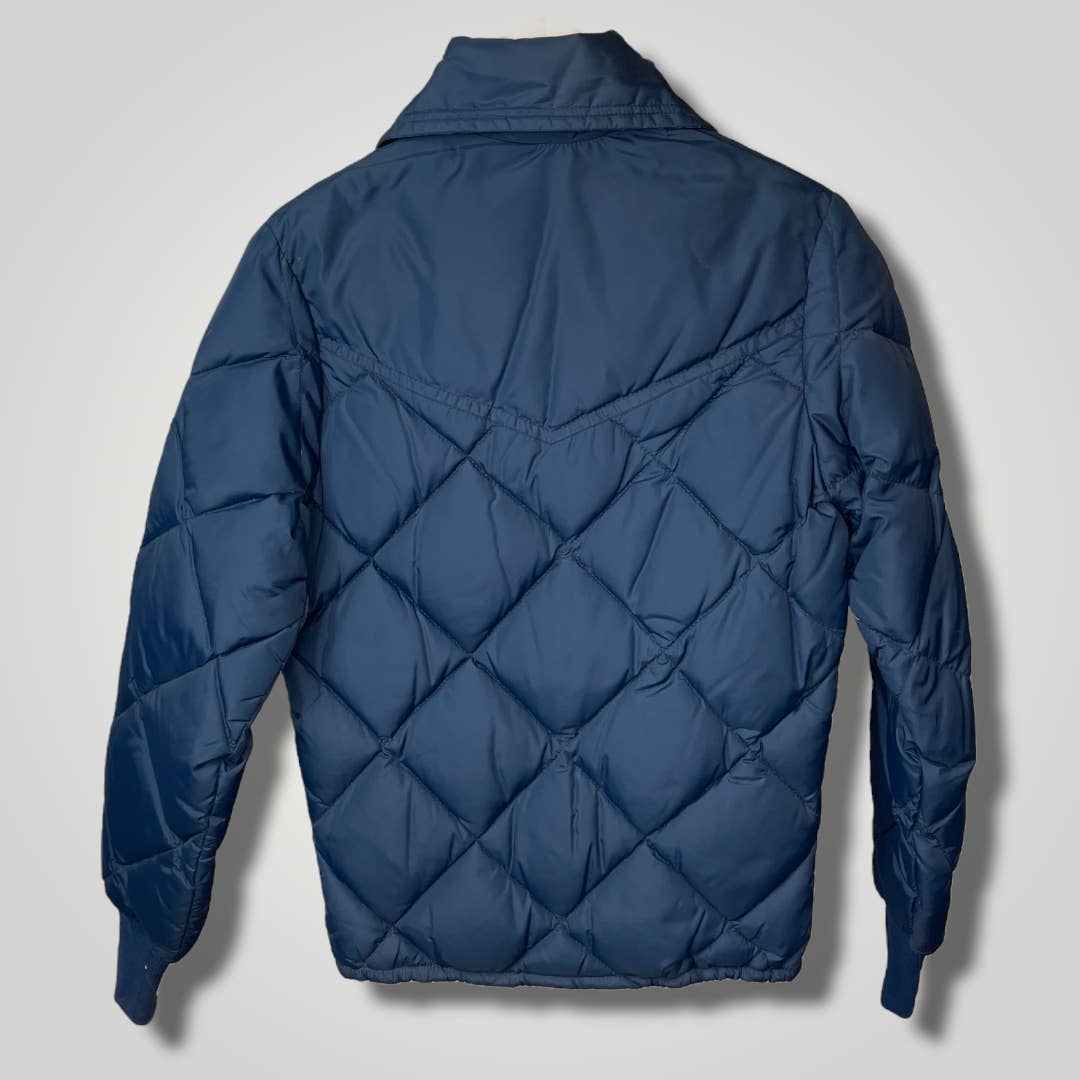 Vintage 1980s Deadstock NOS Down Jacket Walls Blizzard Pruf Blue R110 Quilted