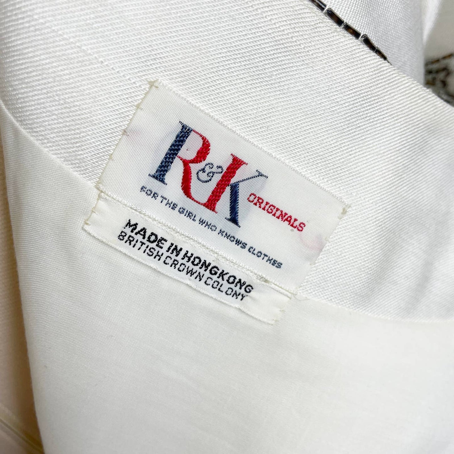 Vintage R & K Originals 1960s Dress Ivory Beaded Collar Knee Length M/L a1004