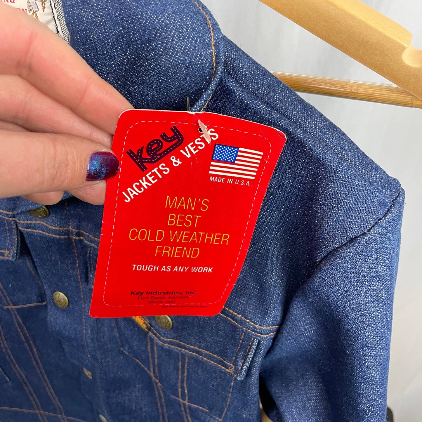 Vtg Saddle King Western Denim Jacket Deadstock Made in USA Dark Small Raw Snap F1011