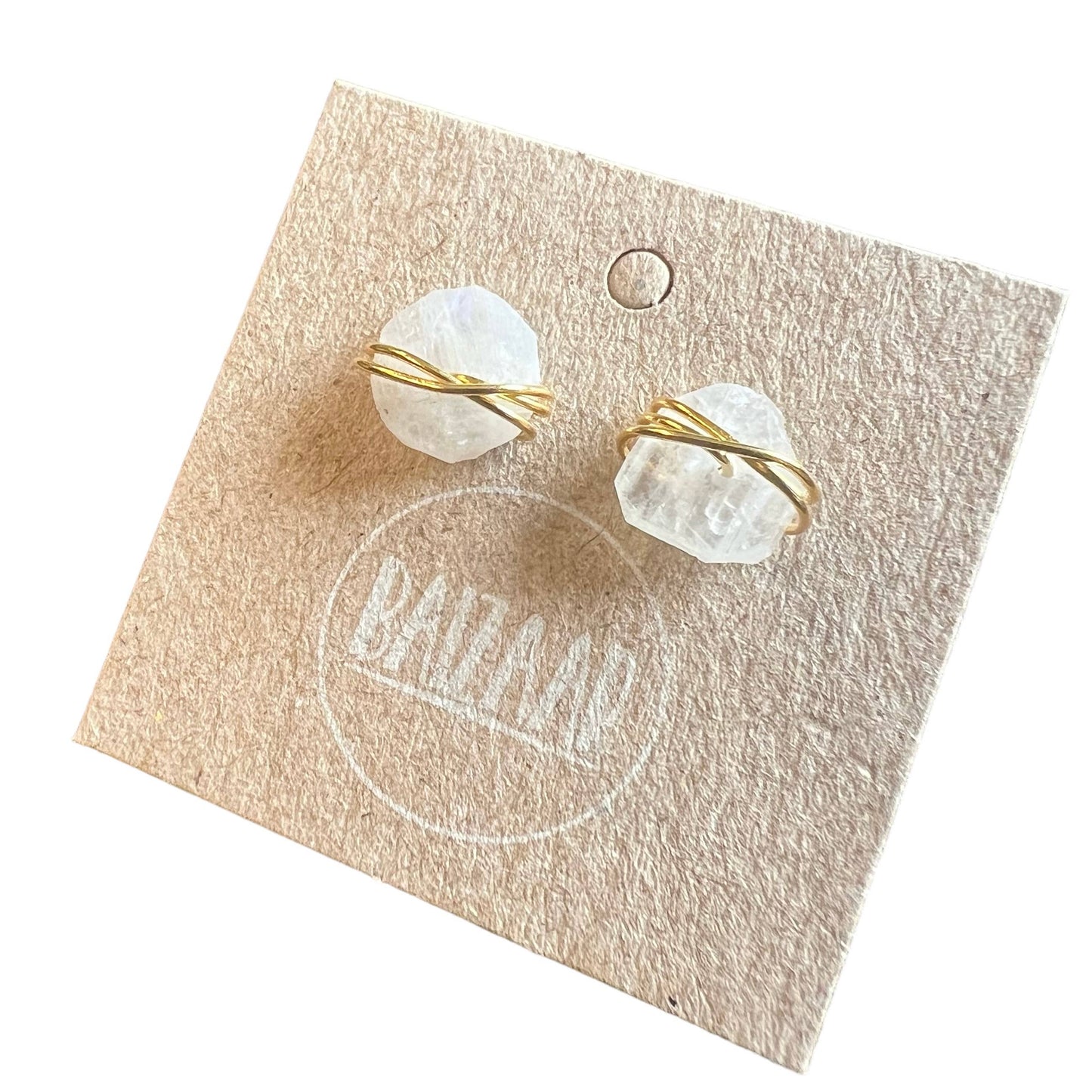 Wrapped Raw Stone Stud Earrings