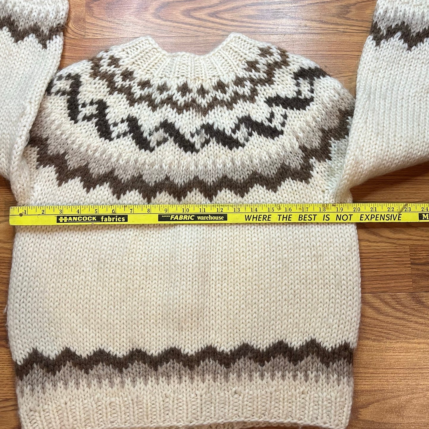 Vtg 1980s Icelandic Sweater 100% Pure Wool Hand Knit Nordic Cardigan Womens M