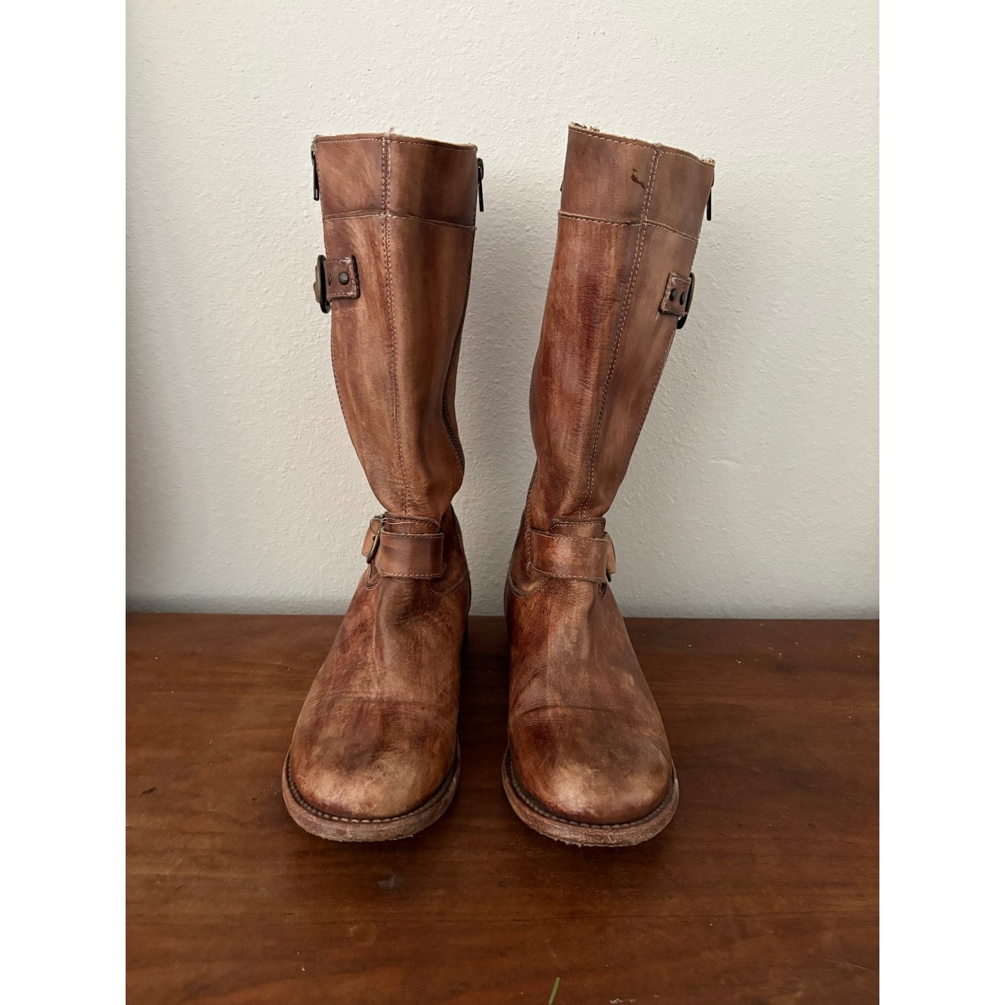 BedStu Gogo Lug Boots Size 9 Cobbler Series Tall Leather Distressed