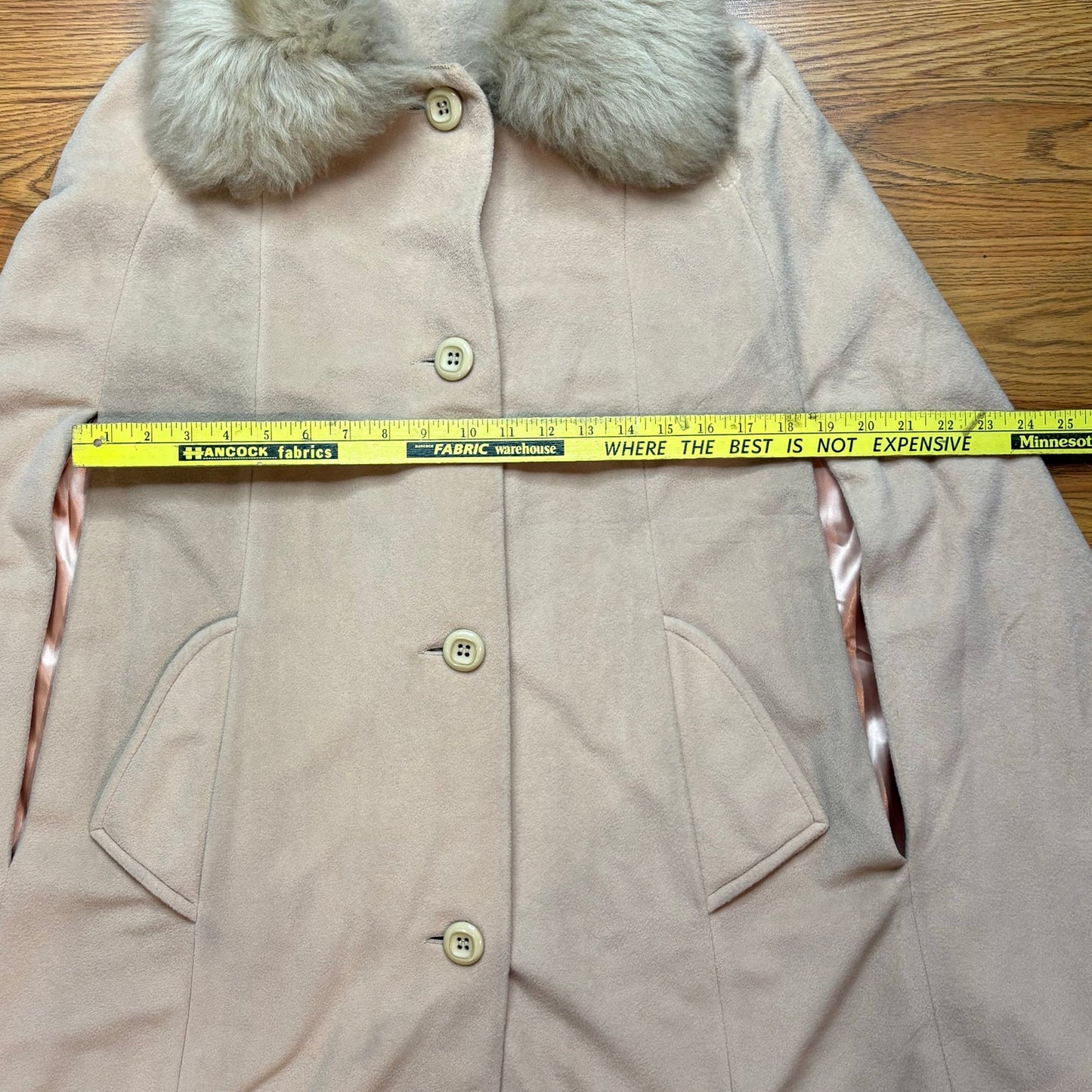 Vintage 1960s Cashmiracle Cape with Faux Fur Collar Beige Tan