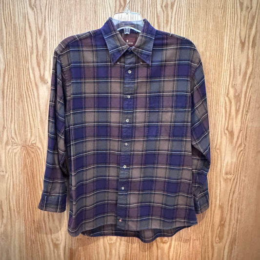Vintage 1990s Nordstrom Flannel Cotton Soft Heavy M Neutral Purple Gray Brown