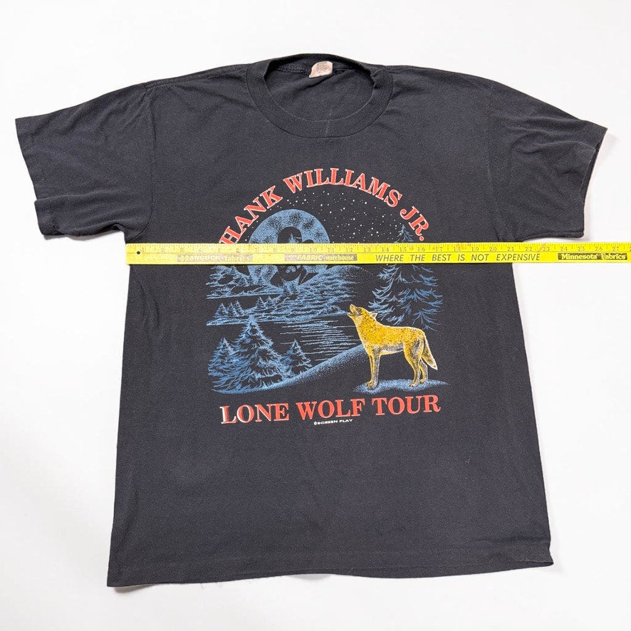 Vintage T-Shirt Hank Williams Jr Lone Wolf Tour 1990 Fan Club Men's