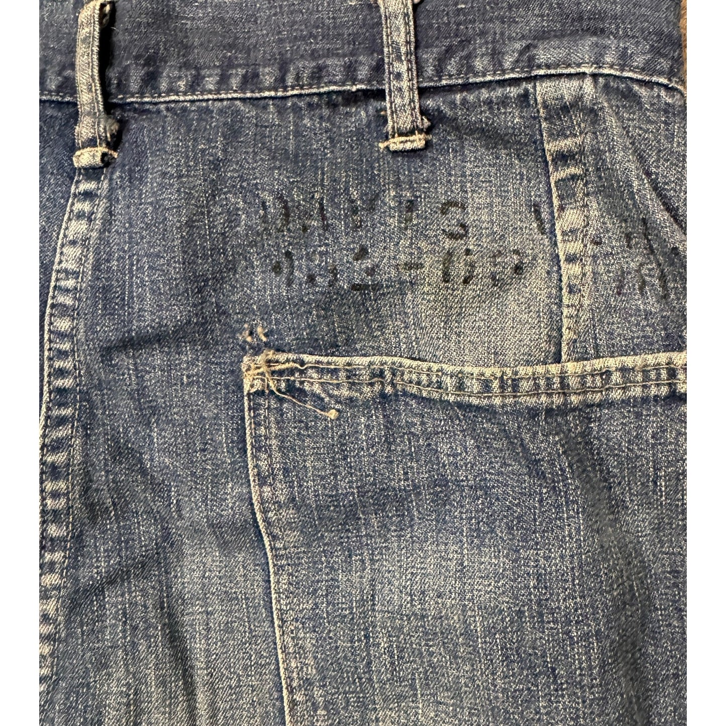 Vintage 1940s WW2 US Navy USN Dungarees Utility Trousers Denim Baker Pants 30x32