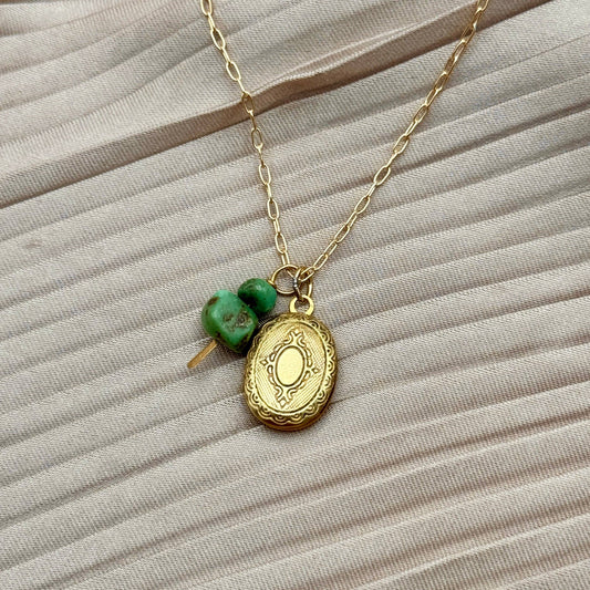 Handmade Capsule Locket Necklace (Turquoise)