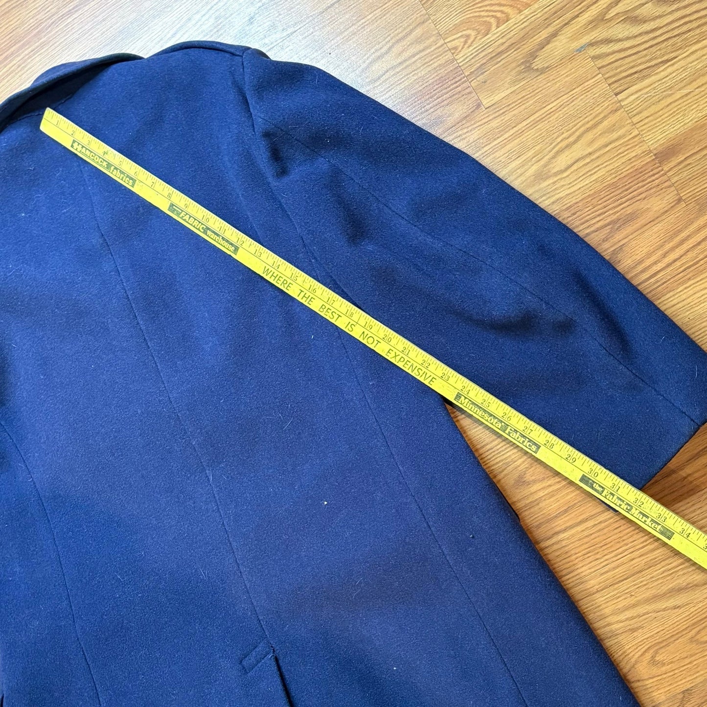Vintage 1970s Navy Blue Wool Peacoat Men's Large Gold Buttons Double Breasted