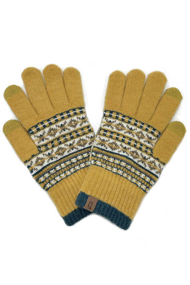 Aztec Knit Touch Gloves: Red