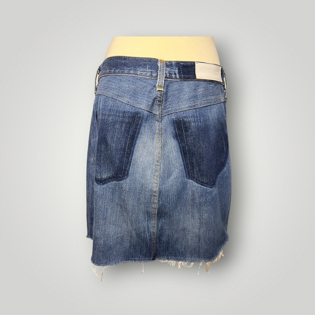 RE/DONE Levi’s Denim Mini Skirt Button Front Raw Hem