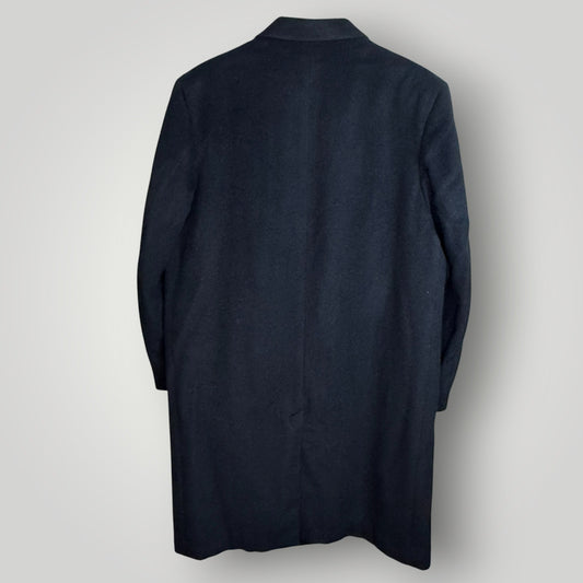 Vintage Cashmere Overcoat 1980s Varsity Town Black Long Coat Men's L/XL