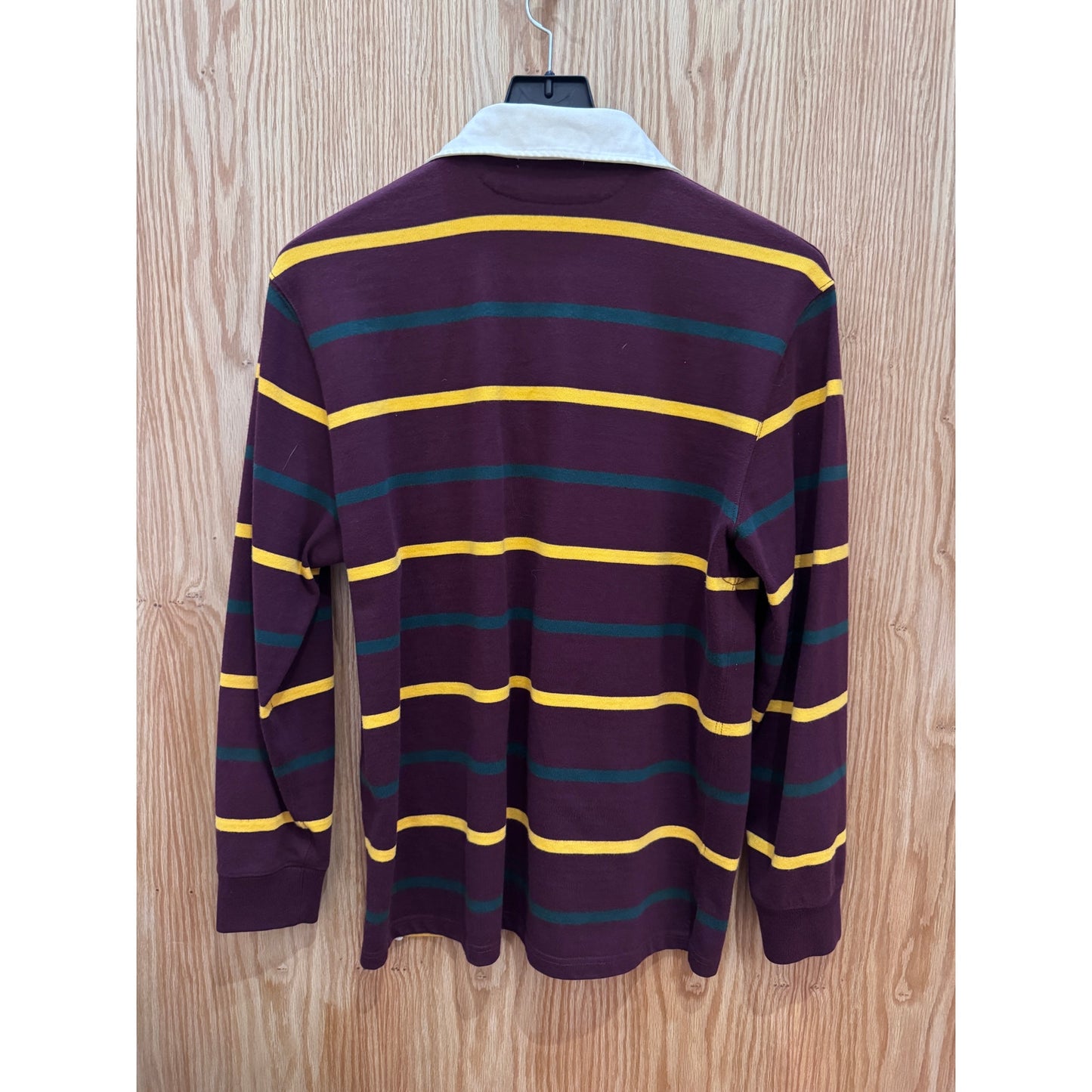 Vintage Top Polo Burgundy Yellow Green Rugby Ralph Lauren Men's L