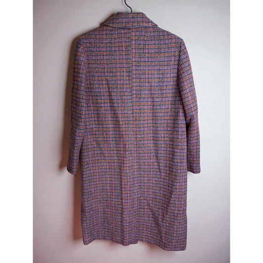 Vintage 1950s Harris Tweed Long Coat Multicolor Woven Hebrides Med Womens