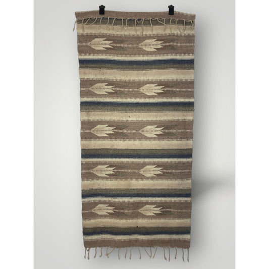 Vintage Wool Saddle Blanket Handwoven Native American 29"x70" Neutrals