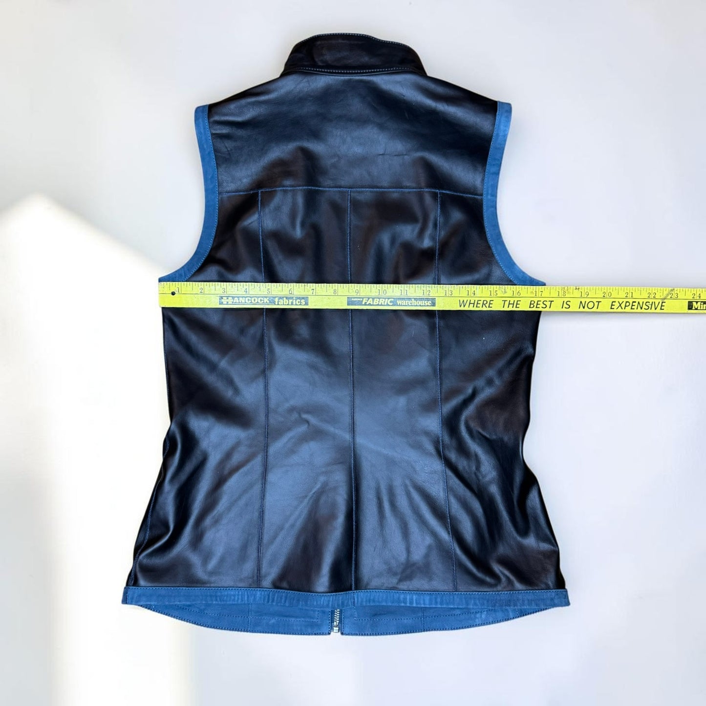 Vintage Unbranded Reversible Leather Vest Blue Black Genuine Y2k Zip Women's XS