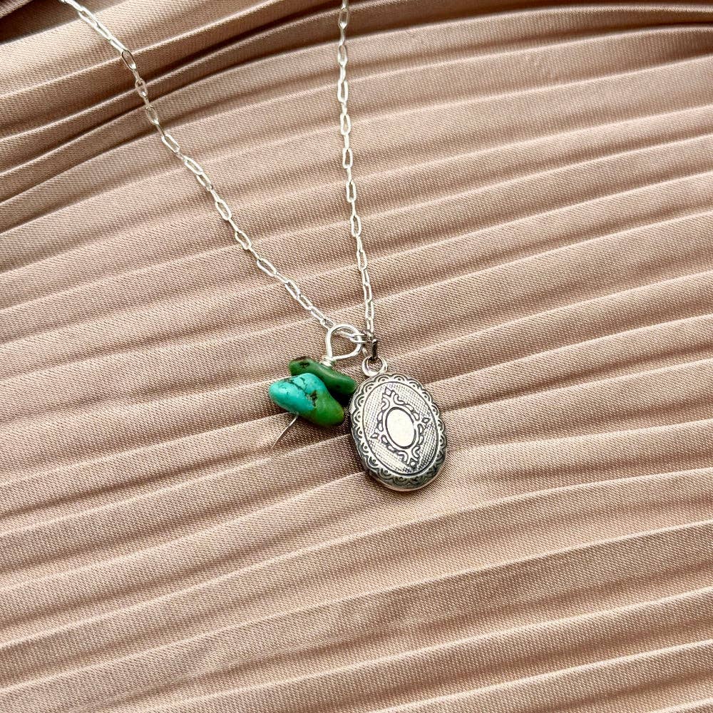 Handmade Capsule Locket Necklace (Turquoise)
