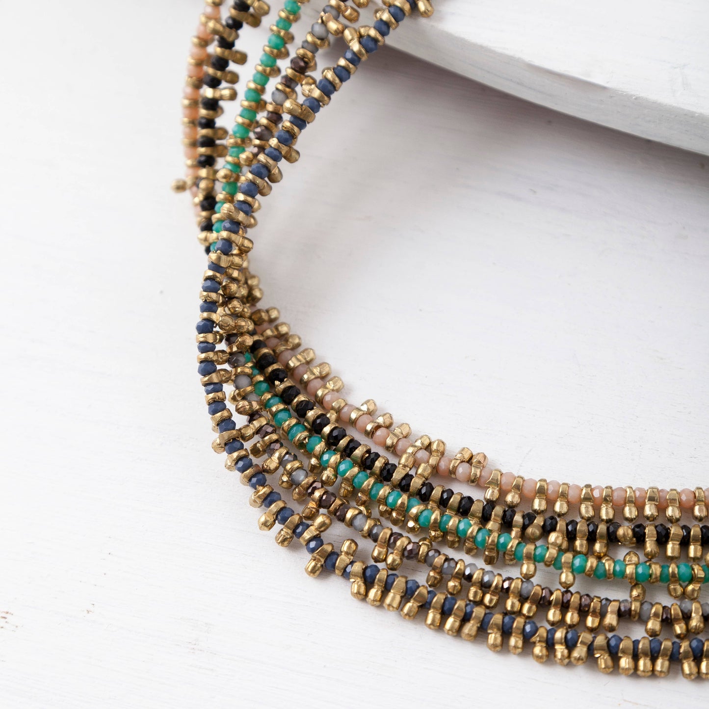Brass Beaded Short Color Pop Necklace - Best Seller