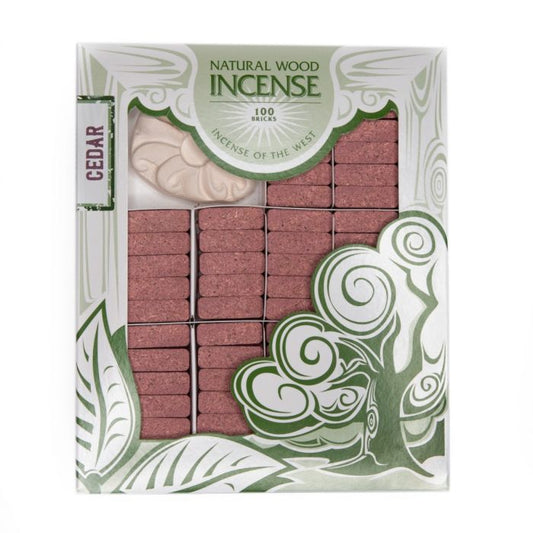100 Count Natural Wood Incense Bricks w/Holder - MST GoodsIncienso