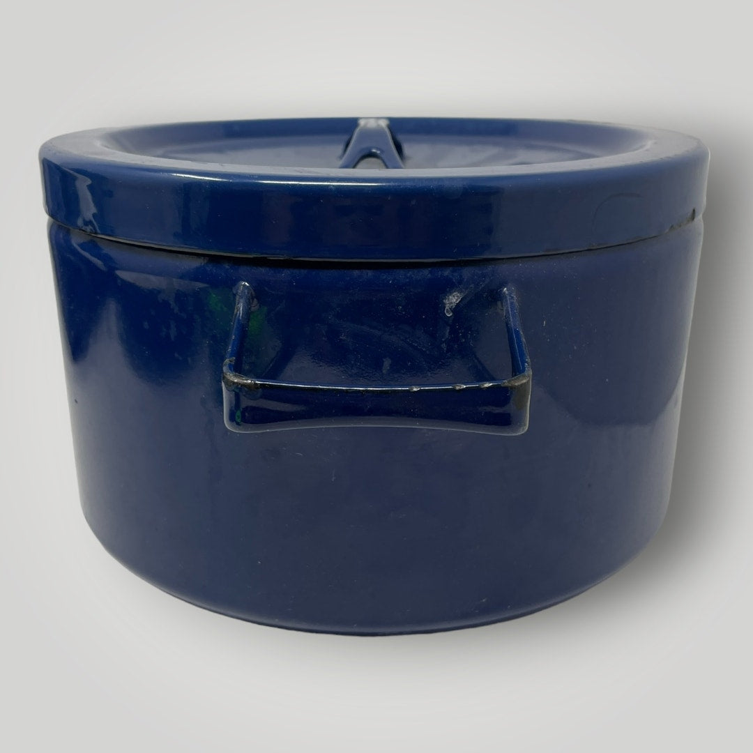 Vintage Finel Arabia Enamelware Cookware MCM Navy Blue Small Pot Seppo Mallat