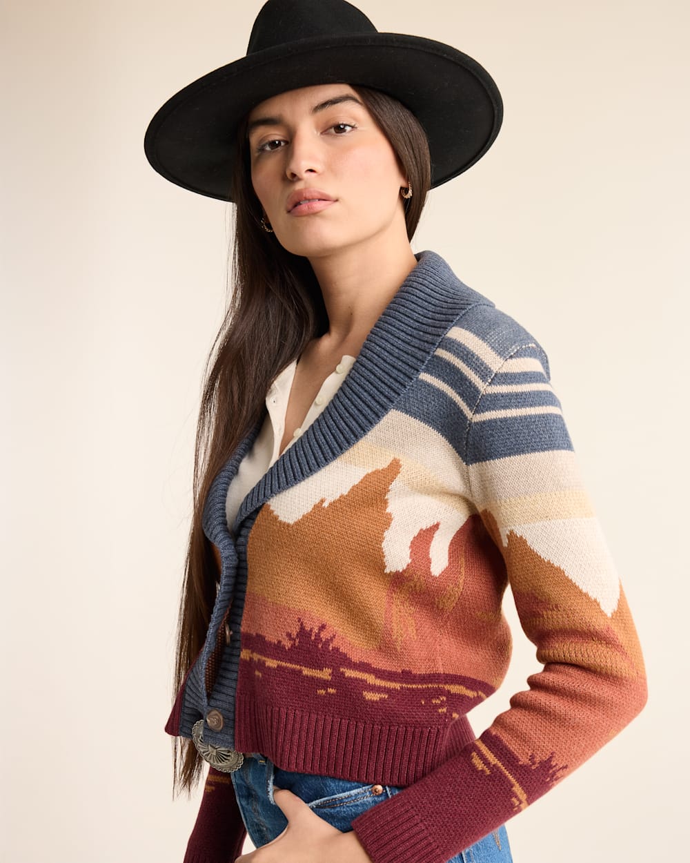 Western Scenic Cotton Cardigan