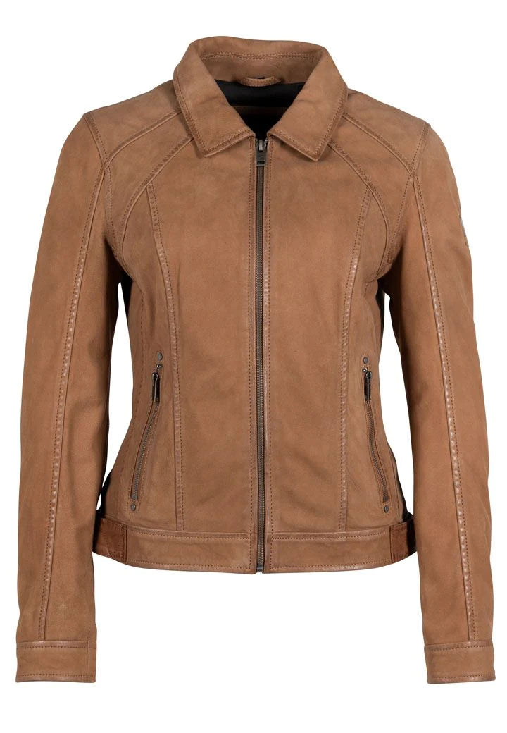 Sunny Cognac Leather Jacket Nubuck