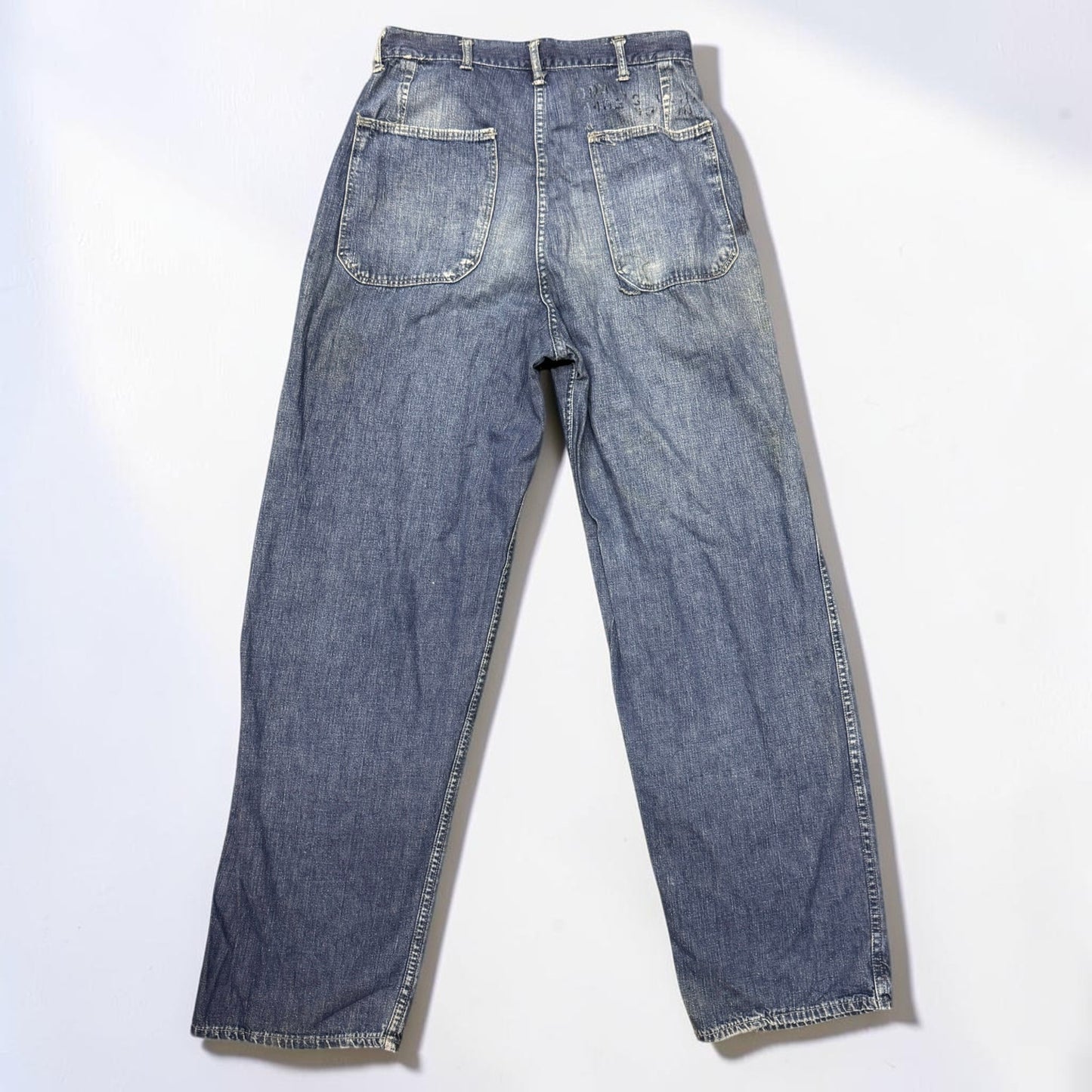 Vintage 1940s WW2 US Navy USN Dungarees Utility Trousers Denim Baker Pants 30x32