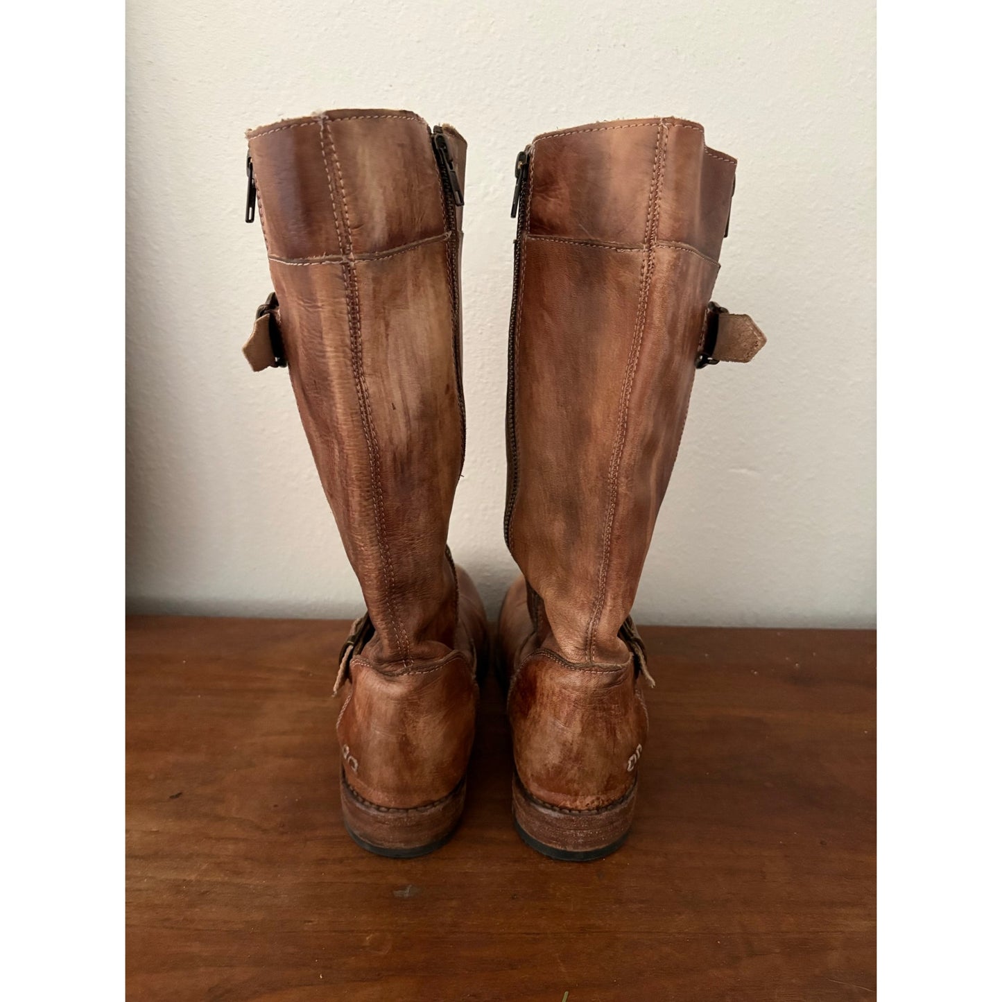 BedStu Gogo Lug Boots Size 9 Cobbler Series Tall Leather Distressed