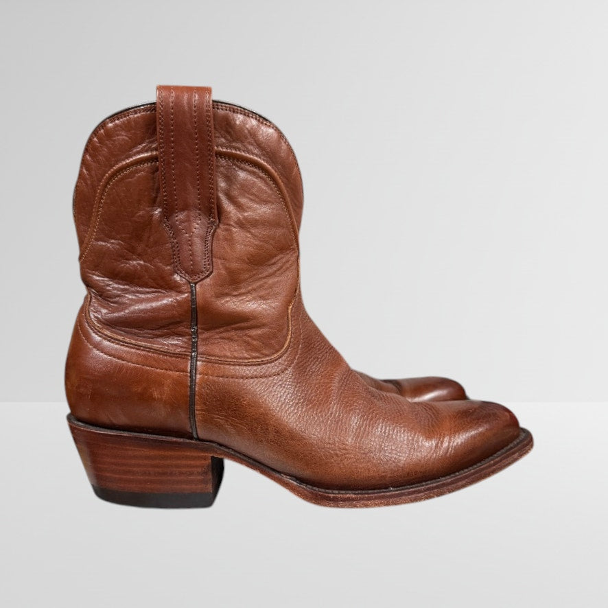 TECOVAS The Penny Roper Western Leather Bootie Women's Brown Leather 8B