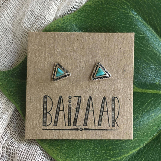 Sterling Silver Turquoise Triangle Stud Earring