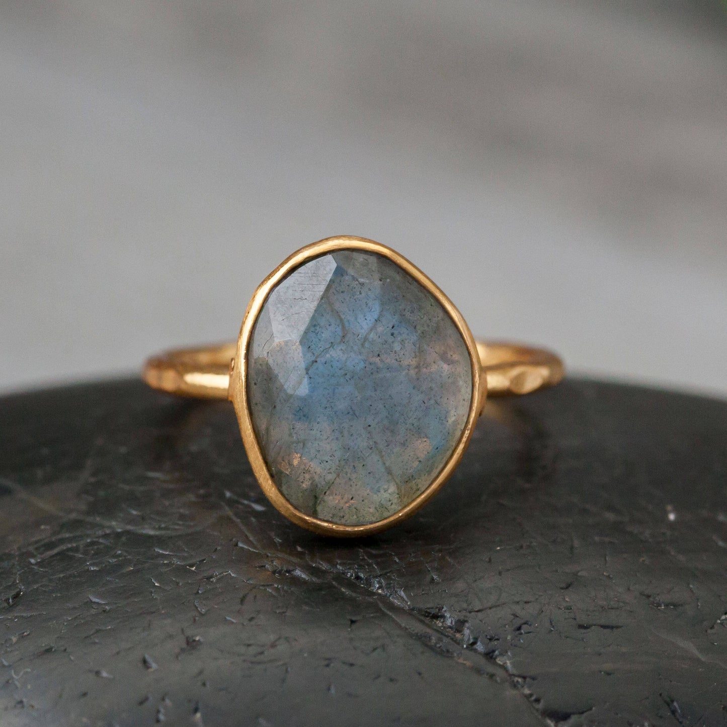 Gold Plated Faceted Stone Ring