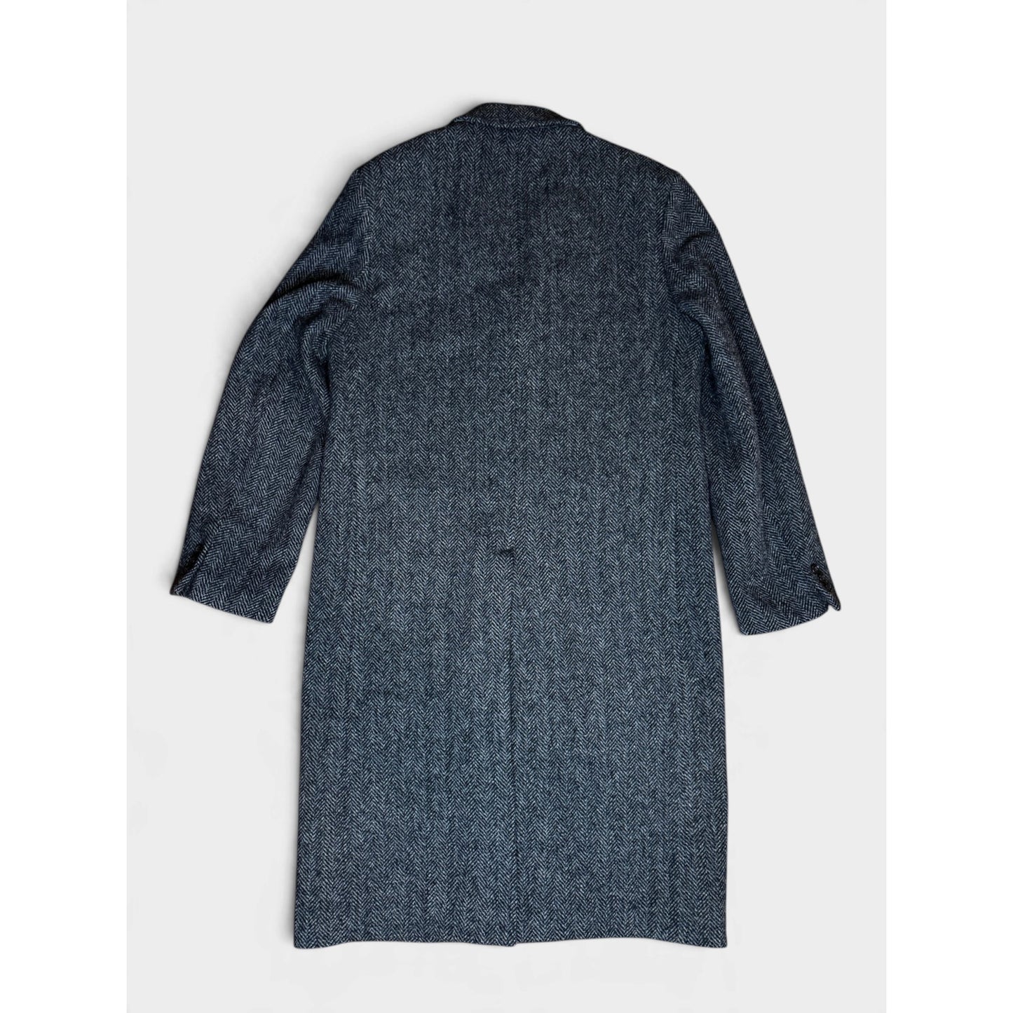 Vintage NEW Wool Overcoat Czechoslovakia Gray Herringbone 42 Large