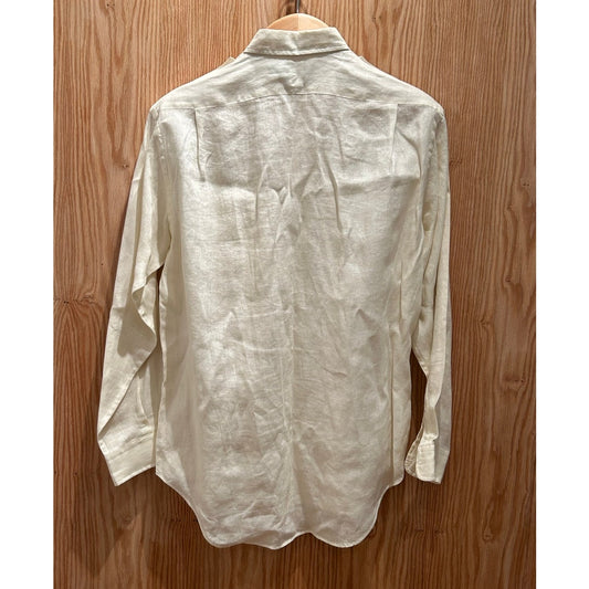 Vintage 1990s Polo Ralph Lauren Linen Shirt Seidel Ivory Men's M/L Epaulets