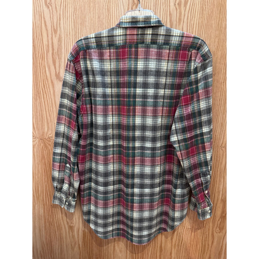 Vintage 1990s Polo Ralph Lauren Flannel Cotton Soft M Green Red Plaid Men's