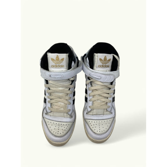 Y2K Mens Adidas Forum 84 High Top White Black Gold Men's Size 5.5