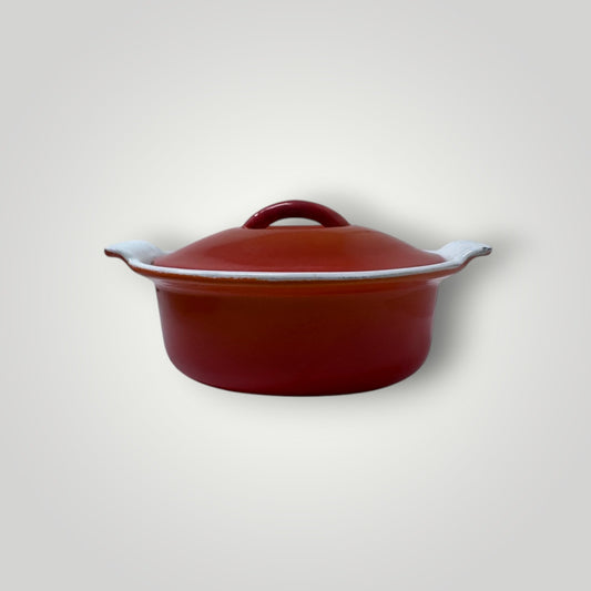 Descoware Belgium FE18 RED ORANGE FLAME Mini Dutch Oven Cast Iron Enamelware