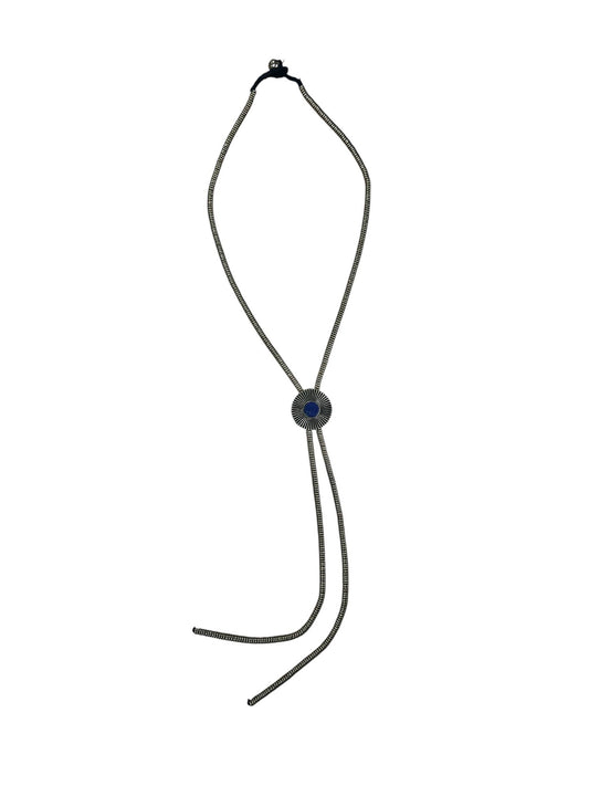 Brass Lapis Sunburst Bolo Necklace