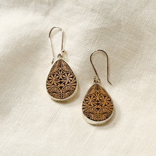 * Carved Gourd Teardrop Earrings