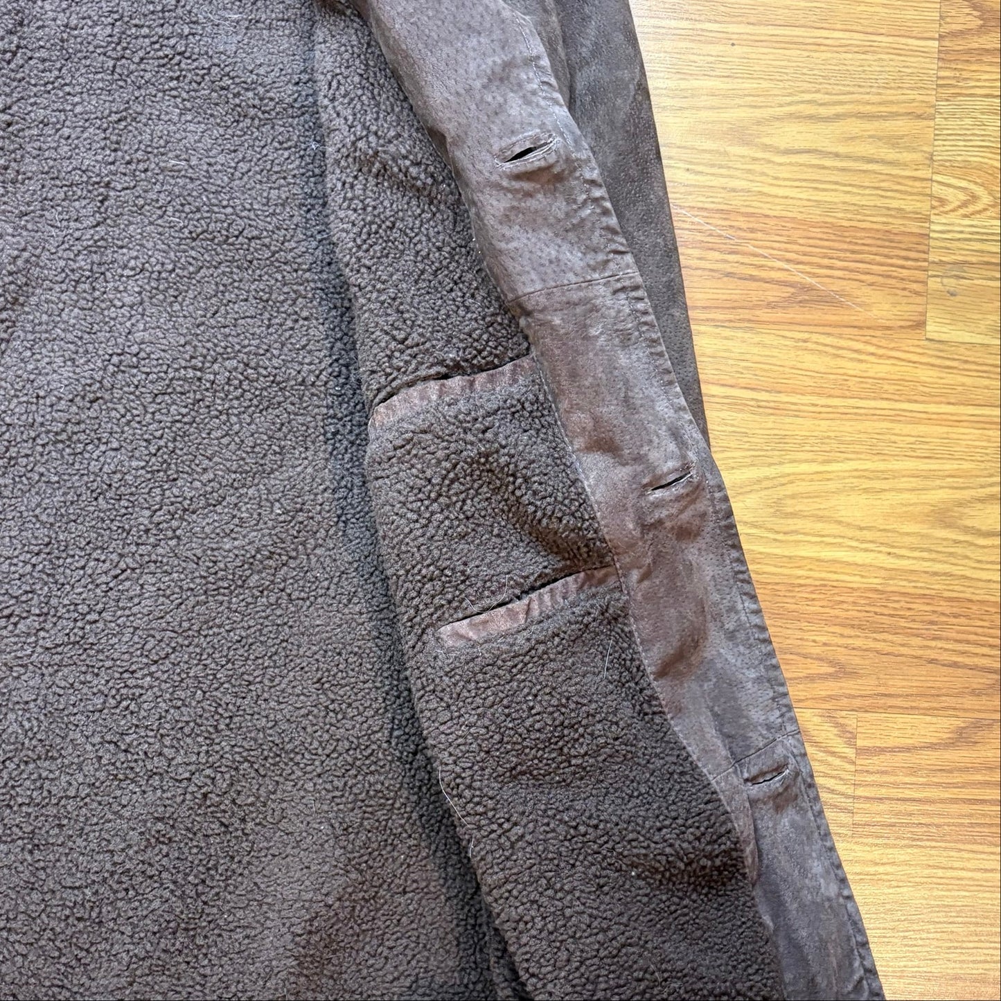 Vintage D'Carlo Suede Leather Jacket Sherpa Lined Brown Men's Large