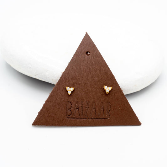 Triple CZ Screw Back Stud