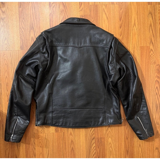 Harley Davidson Black Leather Moto Jacket Motorcycle Mens Size XL Asymmetrical