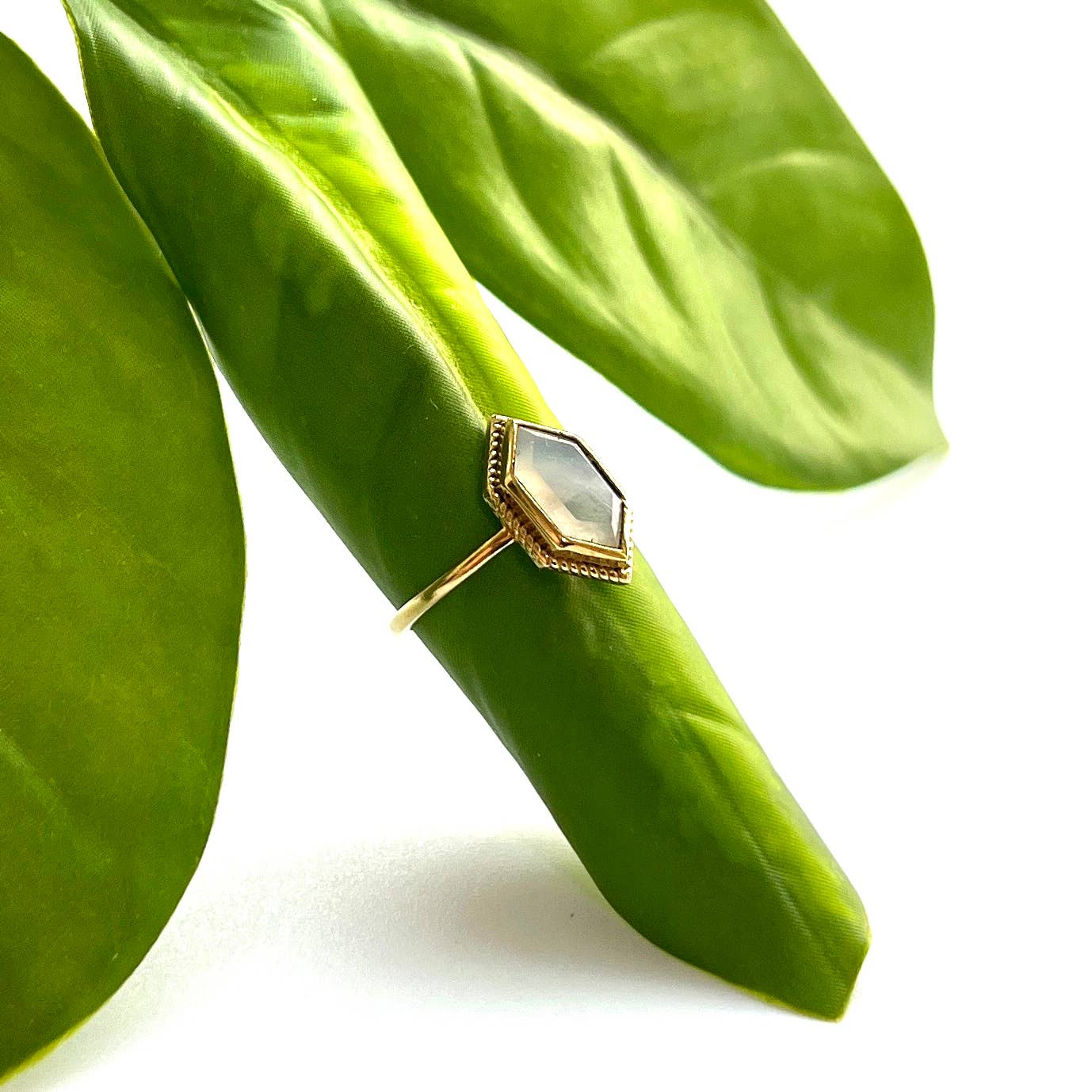 Brass Moonstone Solitaire Ring
