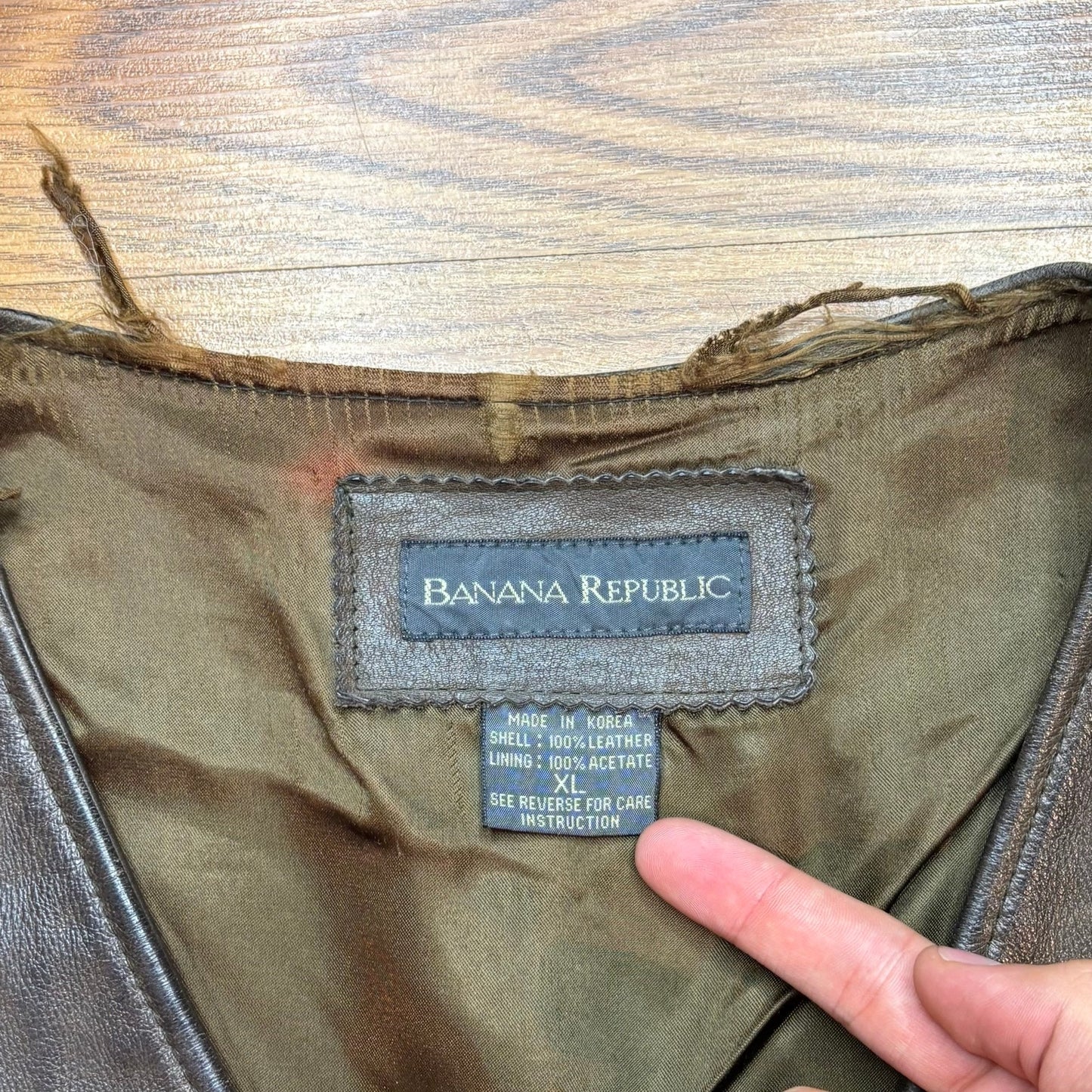 Vintage 1990s Banana Republic Leather Vest Brown Mens XL Western Biker USA