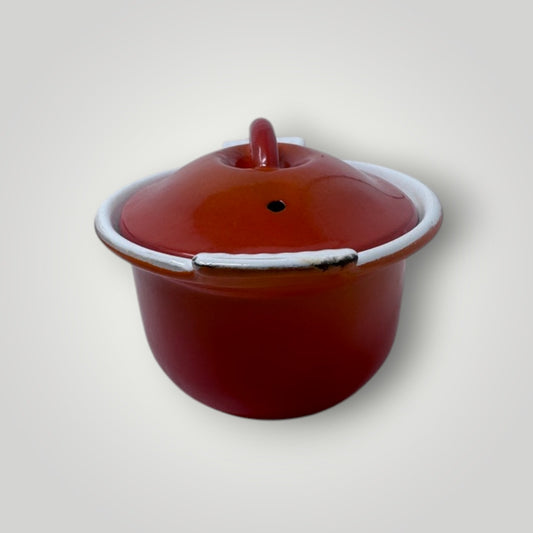 Descoware Belgium FE18 RED ORANGE FLAME Mini Dutch Oven Cast Iron Enamelware