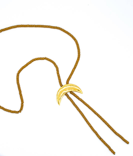 Brass Crescent Moon Bolo Necklace