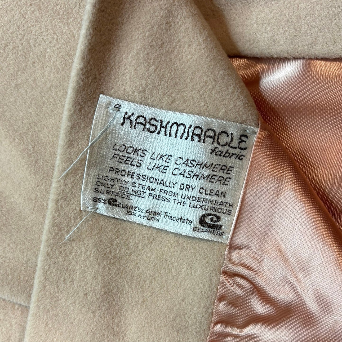 Vintage 1960s Cashmiracle Cape with Faux Fur Collar Beige Tan