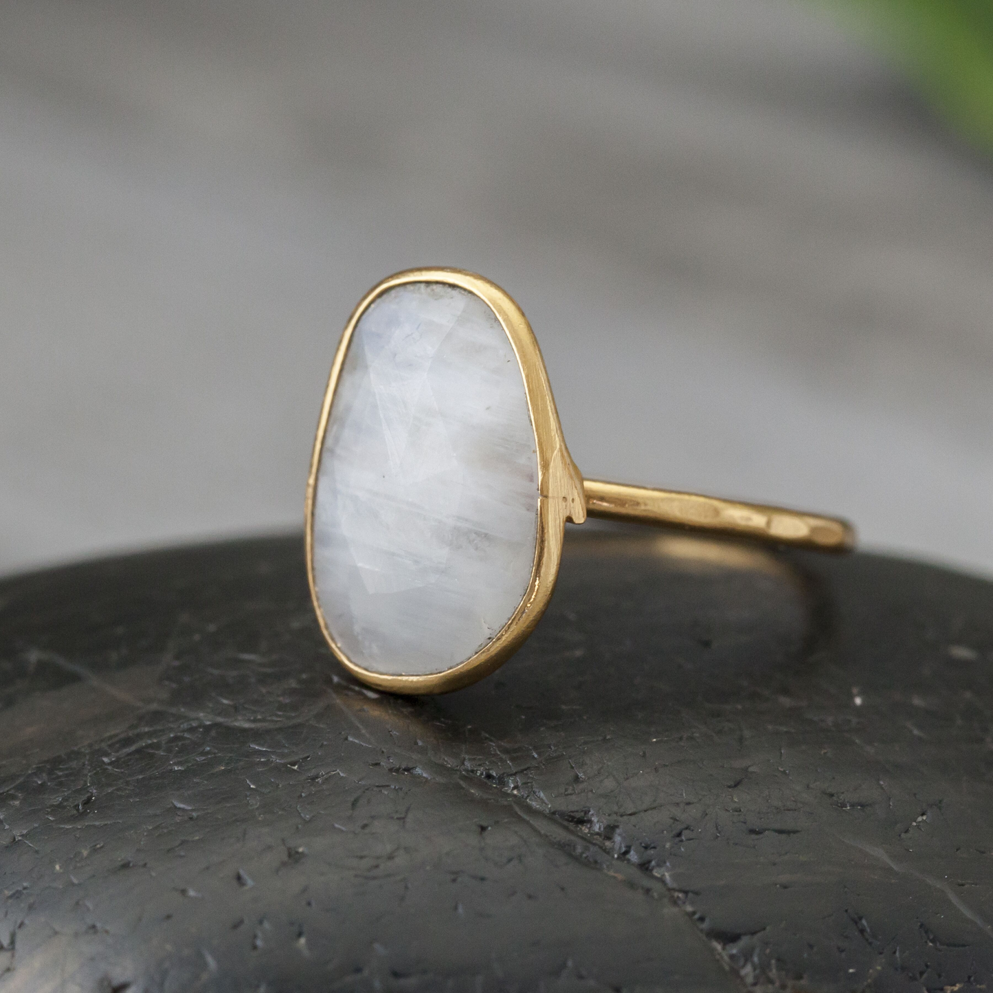 Gold Plated Faceted Stone Ring