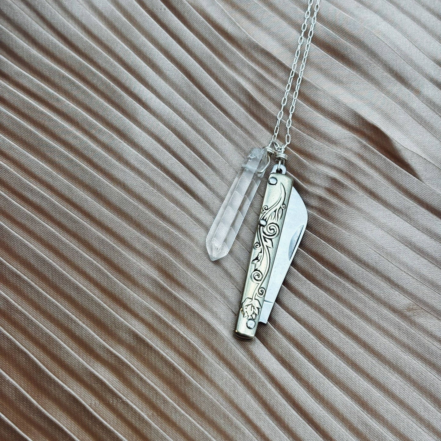 Handmade Amelia Necklace | Knife Necklace | Quartz Crystal